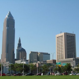 The downtown Cleveland skyline